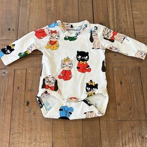 Mini rodini baby car and dog print long sleeve tee